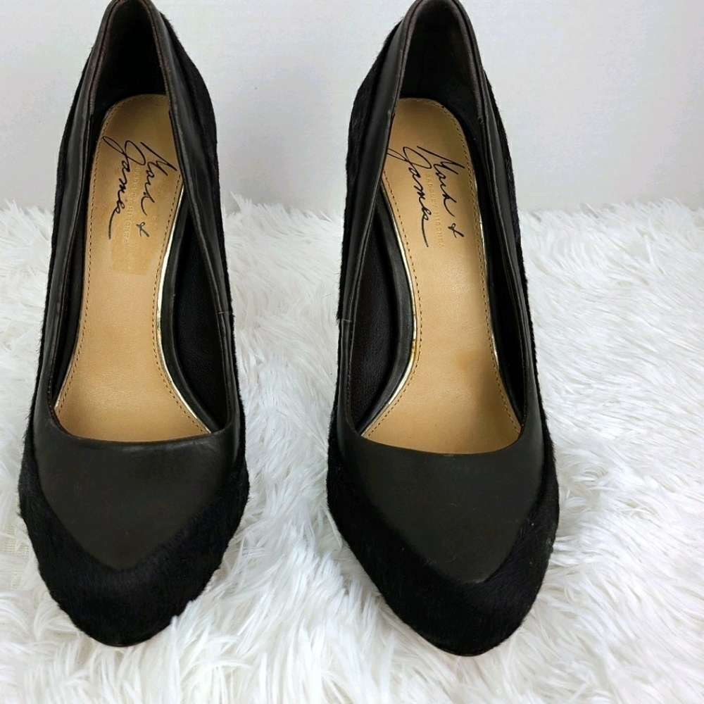 Badgley Mischka Leather Calf Hair Dame Pumps Brown